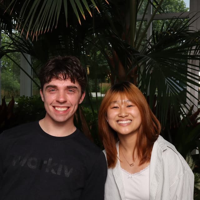 Me and my co-intern Kasey at Workiva headquarters in Iowa during our internship summit. One quoted highlight from the team about us was, "Them teaching the uncs (full time staff) their Gen-Z vernacular."